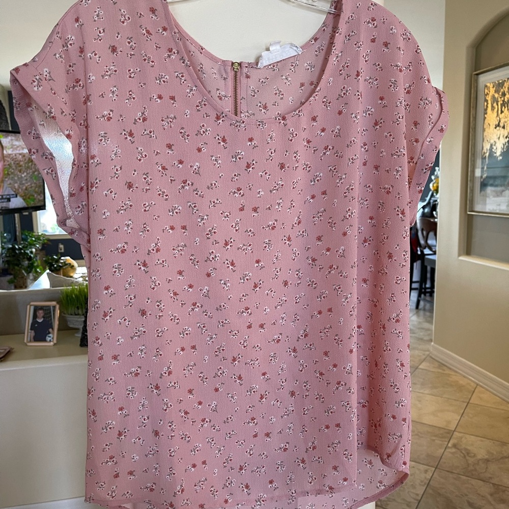 Women’s LG Hippie Rose Pink Floral Blouse
